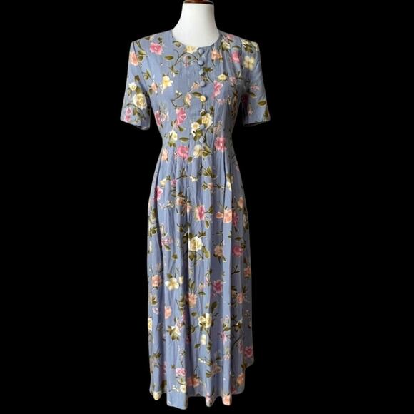 Vintage Small Dress 90s Y2K Maxi Boho 4 Dress Midi Cottage Grunge Floral Tie - Picture 1 of 14